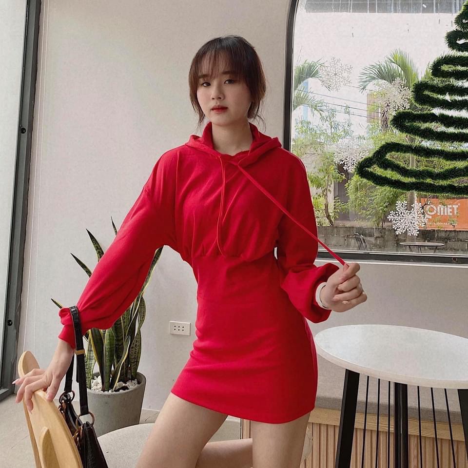 ĐẦM ĐỎ ĐEN XÁM GÂN HOODIE | BigBuy360 - bigbuy360.vn
