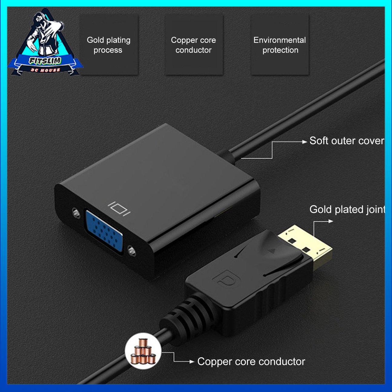 Cổng hiển thị DP Cáp chuyển đổi Nam sang VGA Nữ cho Máy tính xách tay PC