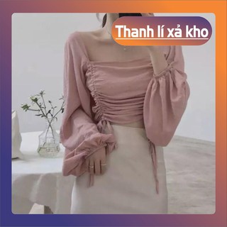 🦁 11237B1 Áo voan cổ vuông tay dài rút dây 2 bên, có nhiều màu, hàng siêu đẹp 🦁