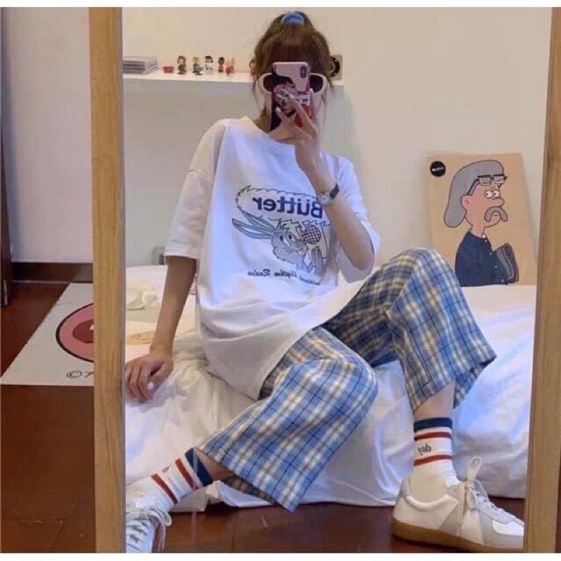 [Rẻ Vô Địch] Quần Kẻ Nữ Caro Lưng Cao Dáng Rộng Ống Suông Ulzzang Full Màu Hot(Ảnh Thật)