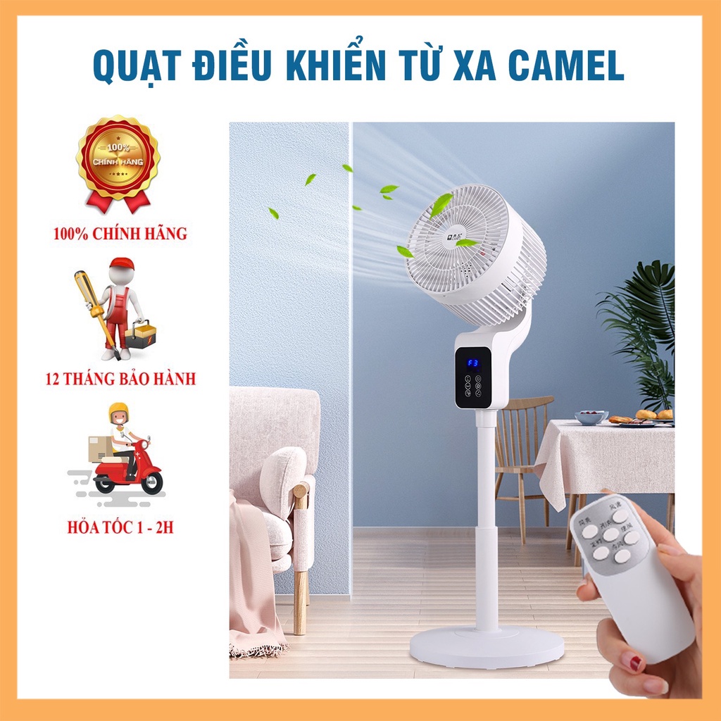 Quạt cây đứng Camel quay 360 độ, quạt lưu thông không khí điều khiển từ xa, màn hình cảm ứng, công suất 50W - BH 1 năm
