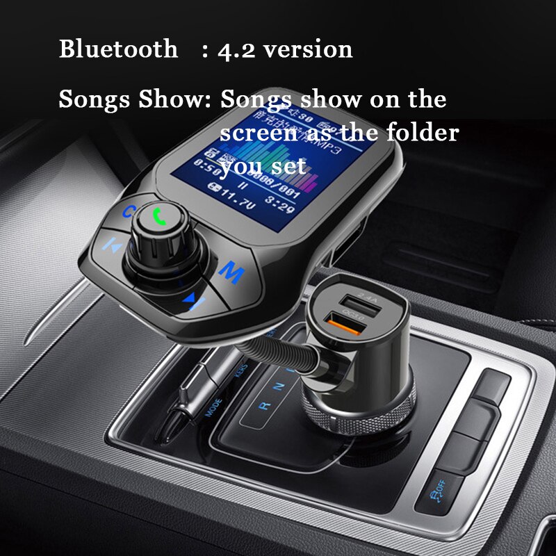 Máy nghe nhạc MP3 trên ô tô Bộ điều chế bộ phát sóng FM USB Âm thanh Bluetooth Bộ sạc tự động SD Âm nhạc LED Màn hình hiển thị rảnh tay Phụ kiện xe hơi
