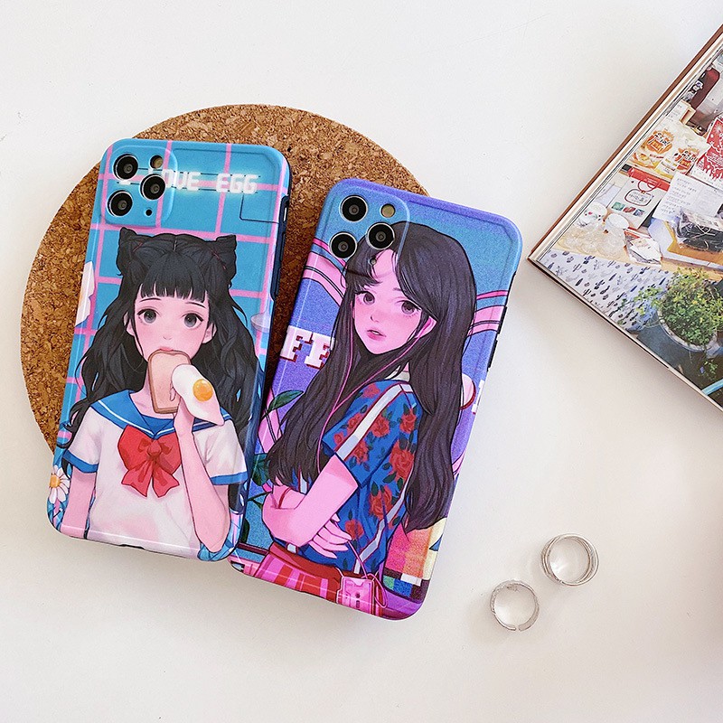Ốp lưng iphone Cat Girl IMD dày dặn viền nổi 5/5s/6/6plus/6s/6splus/7/7plus/8/8plus/x/xr/xs/11/12/pro/max/plus/promax | BigBuy360 - bigbuy360.vn