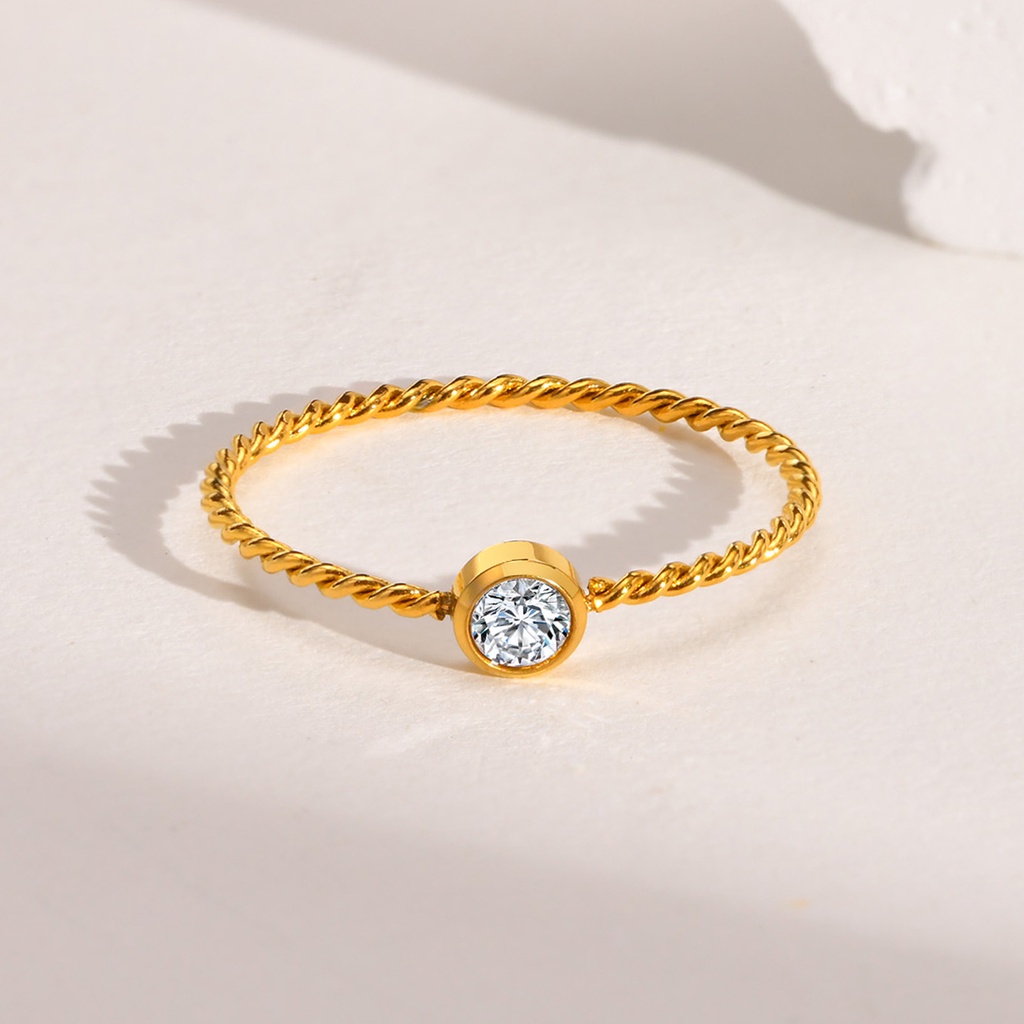 Nhẫn VNOX Thép Không Gỉ Đính Đá Zircon Màu Trắng Dành Cho Nữ