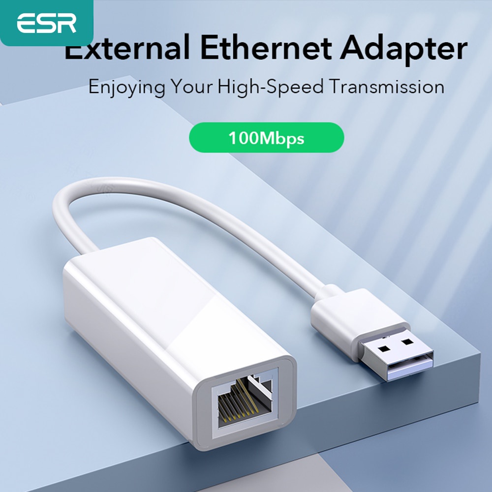 Bộ chuyển đổi ESR cổng internet USB 2.0 sang mạng RJ45 Lan cho Xiaomi Box máy tính chạy Windows 10 tốc độ 100Mbps