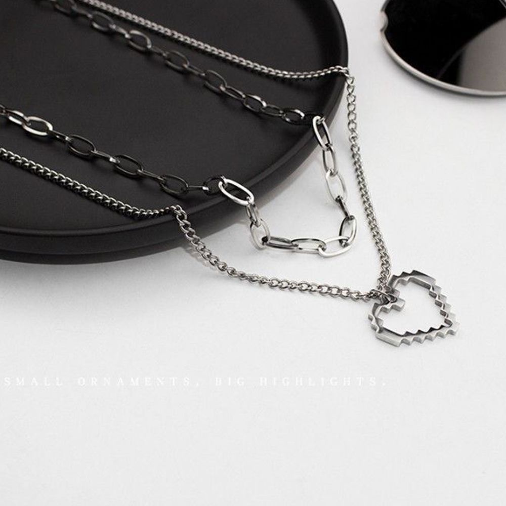 Dây chuyền bằng thép titan mặt hình chú gấu / trái tim phong cách Hàn Quốc trẻ trung dành cho nữ