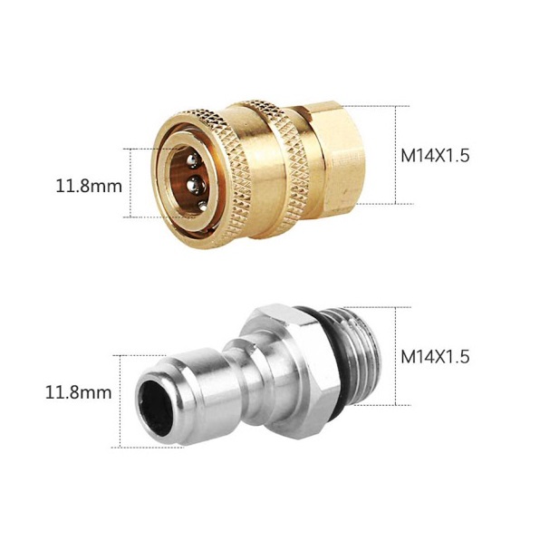 Bộ khớp nối đực cái nhanh ren 14mm cho máy xịt rửa xe (khớp nối nhanh 1/4) nối các loại béc vệ sinh máy lạnh