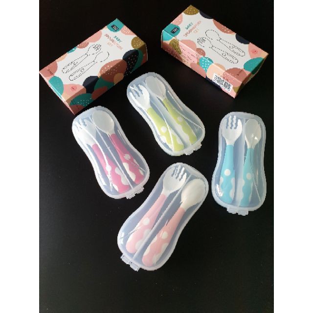[Hot] [Có hộp đựng] bộ thìa dĩa ăn dặm uốn dẻo mọi tư thế