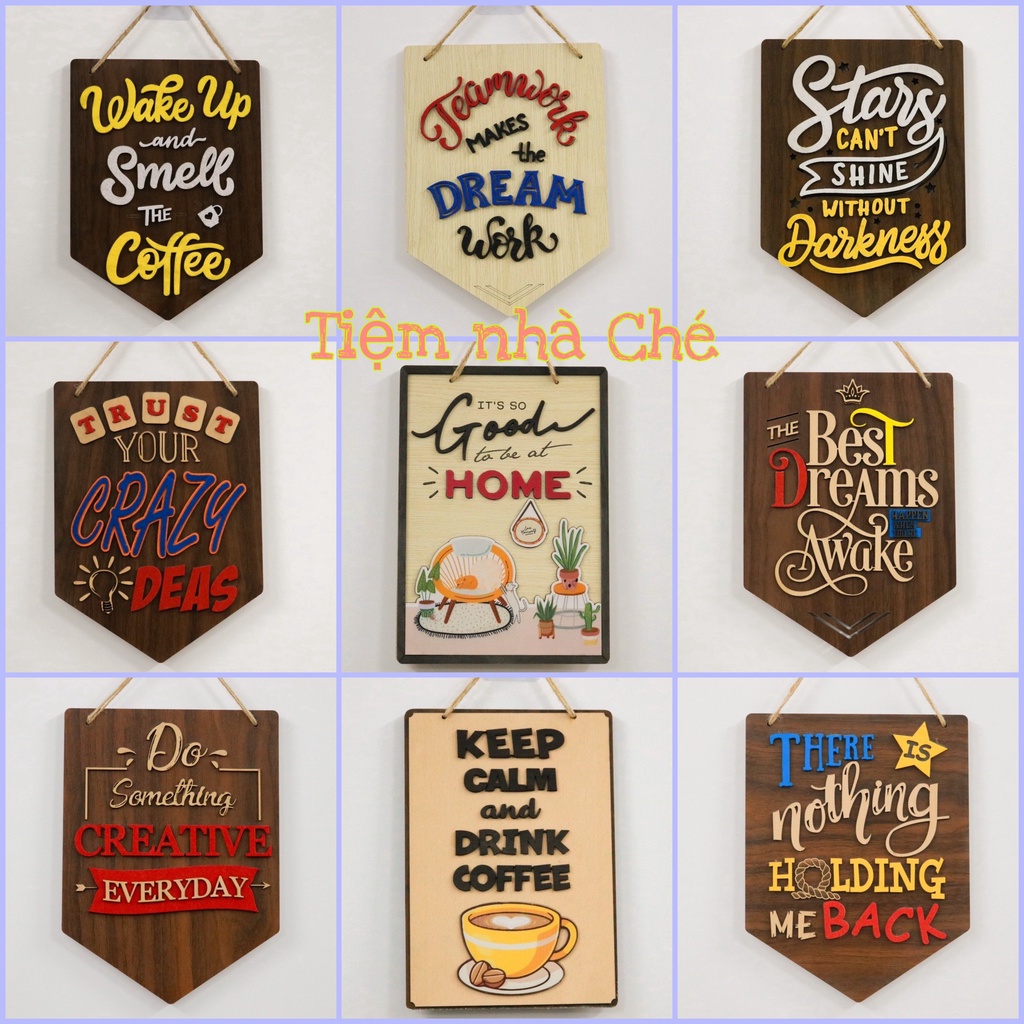 Bảng gỗ treo tường, trang trí nhà cửa Câu nói tiếng Anh hay