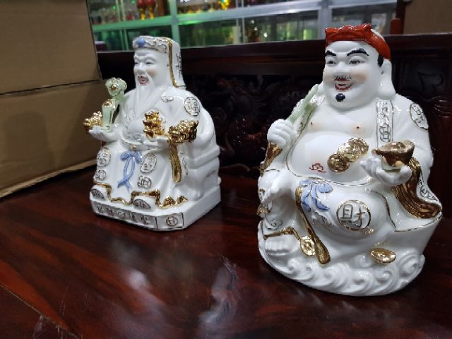 Cặp tượng thần tài ông địa sứ cao 22 cm