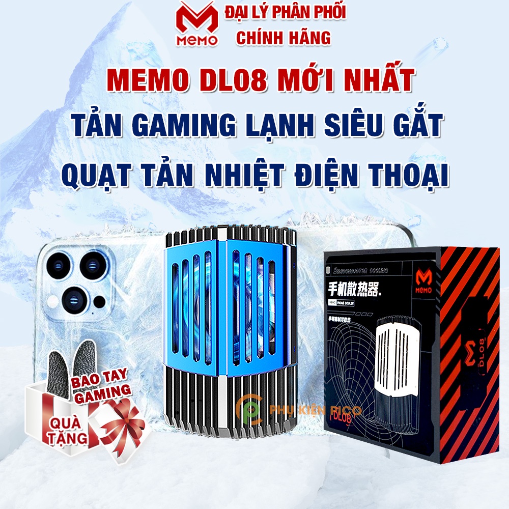 Quạt tản nhiệt điện thoại Memo DL08 bản mới nhất 2022 tản nhiệt gaming sò lạnh siêu mát, LED RGB