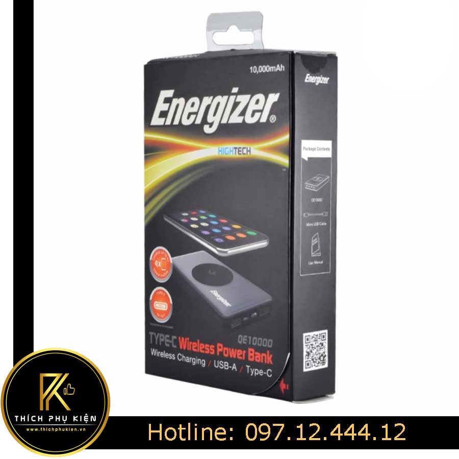 Pin SDP Energizer QE10000 10.000 mAh - Tích hợp sạc dự phòng không dây