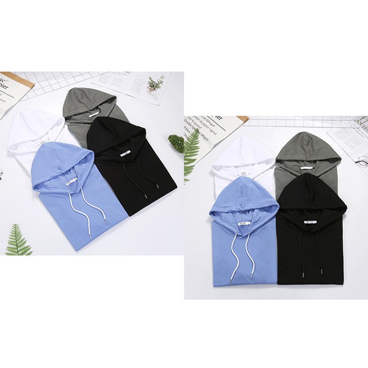 Áo thun nam ngắn tay có mũ hoodie basic xu hướng mới mùa hè I1242 4 màu,chất cotton cao cấp sale sốc