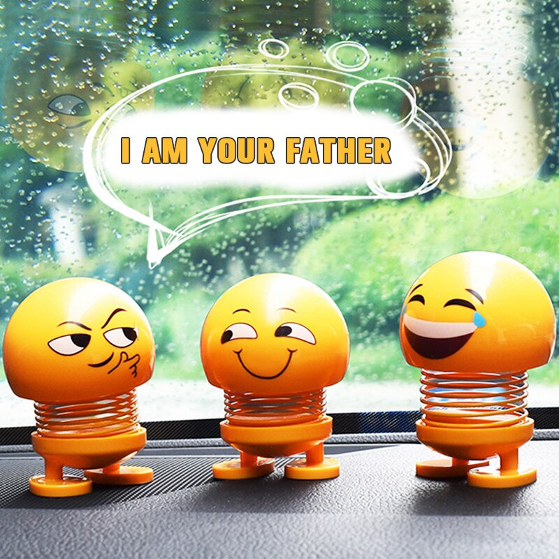 Bộ 4 Búp Bê Đầu Lắc Sơn Màu Vàng Thời Trang Vui Nhộn Trang Trí Bảng Điều Khiển Xe Hơi