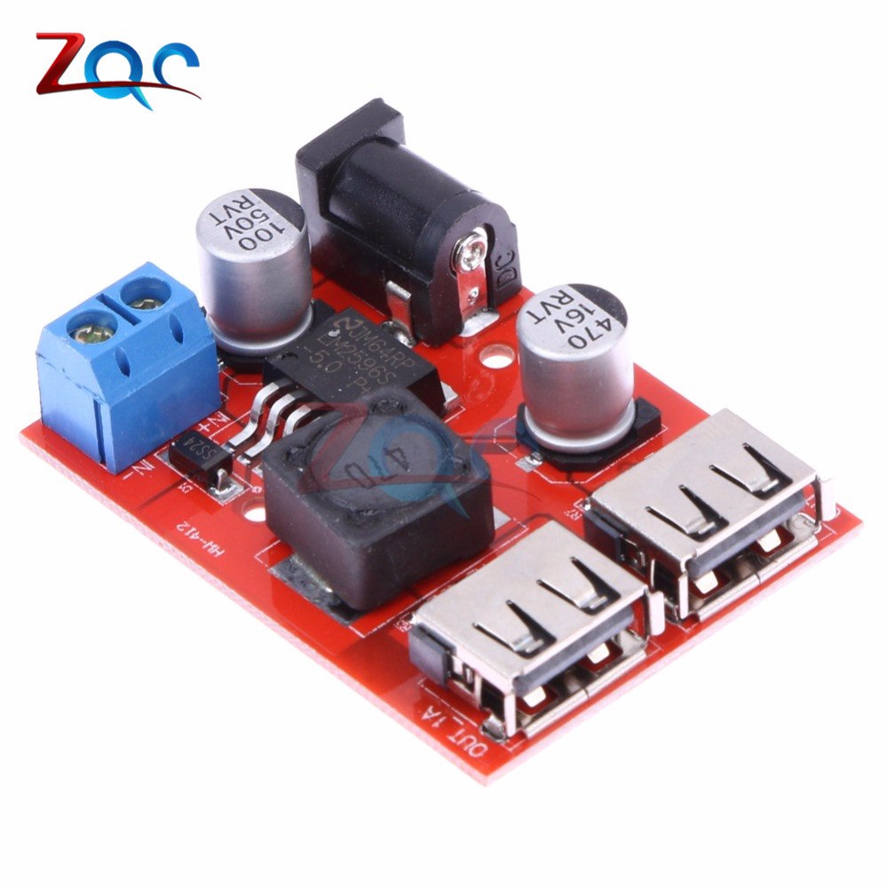 Bảng Mạch Hạ Áp LM2596 Dual USB DC-DC 9V 12V 24V 36V Xuống 5V 3A