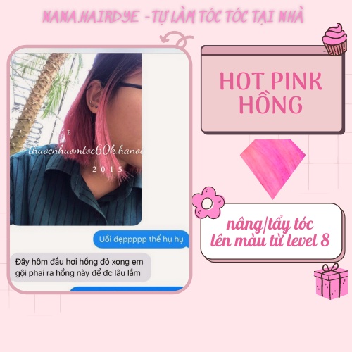 Thuốc nhuộm tóc màu Hồng Sáng/ Hot Pink tặng trợ dưỡng găng tay