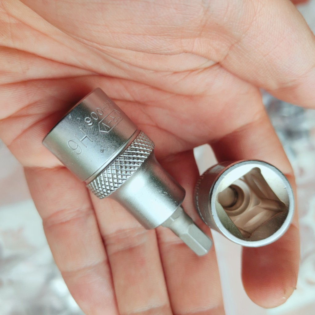 Combo 5 Lục giác 4-5-6-8-10mm chân khẩu 1/2inch, dùng cho súng bắn ốc, bu lông, Đầu tuýp 1/2 inch bit lục giác
