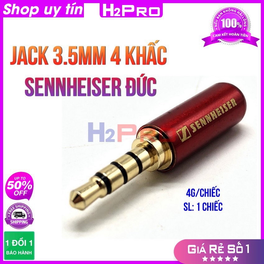 [RẺ VÔ ĐỊCH] Đầu jack 3.5mm 4 khấc Sennheiser Đức H2Pro cao cấp đầu đồng (1 chiếc), jack 3.5 4 ngấn rời chuyên dụng để h