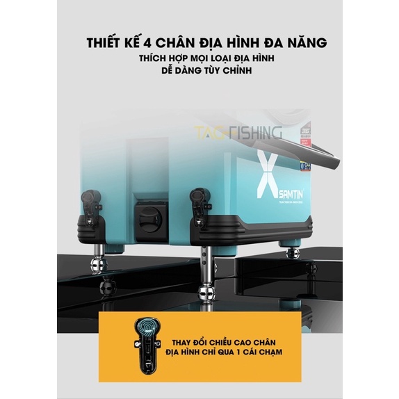 Thùng câu Xsamtin 3600A tựa lưng Mẫu 2021, thùng câu đài Tag fishing