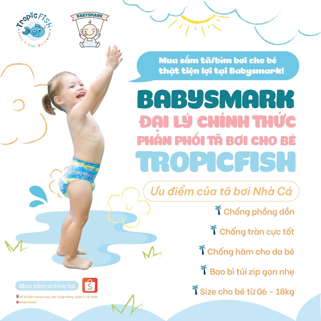 Bỉm bơi Tropic Fish mẫu mới, đủ size cho bé S3/S6/S10, M3/M6/M10, L3/L6/L10