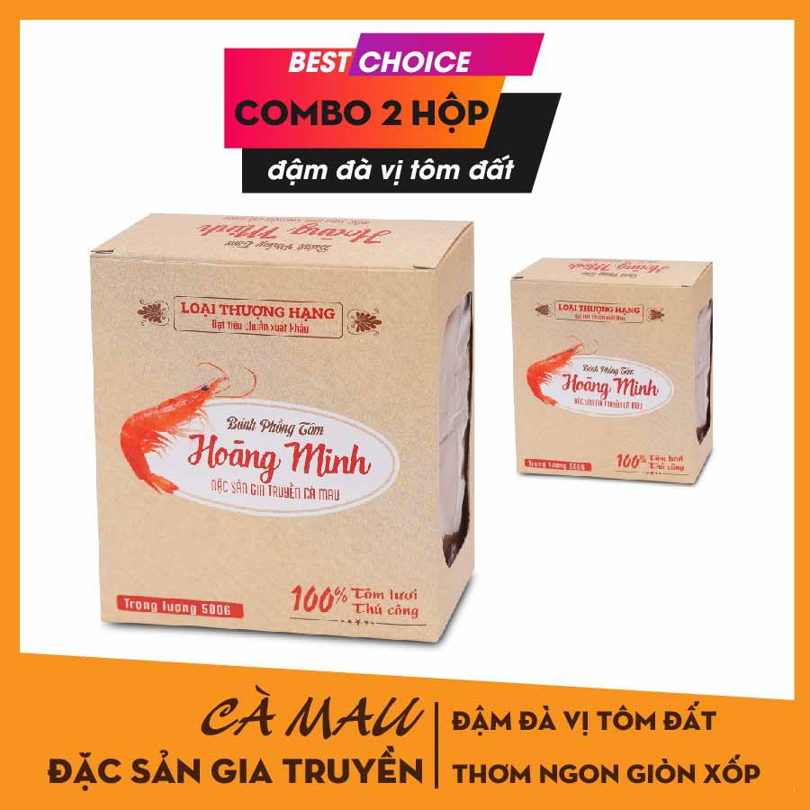 [KHÔNG NGON HOÀN TIỀN][COMBO 2 HỘP] Bánh phồng tôm gia truyền Hoàng Minh - Đặc sản Cà Mau