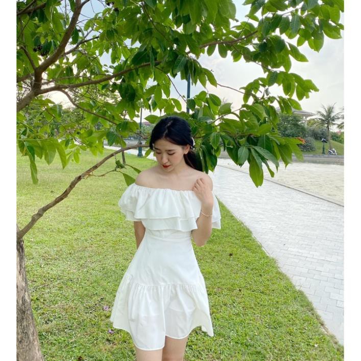 Đầm Trễ Vai Thiế Kế Bèo Cổ- Hàng Thiết Kế Cao Cấp made by TeamLu