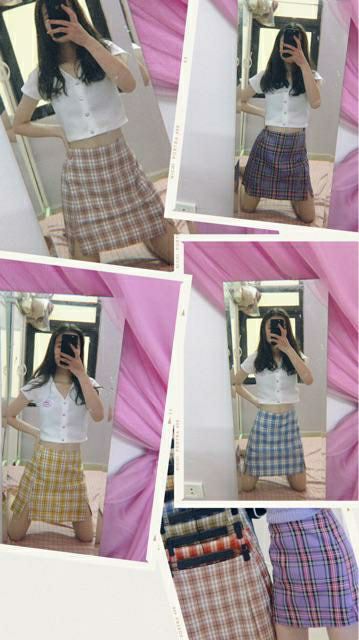 Chân váy kẻ caro - Chân váy mini xẻ bên các màu có lót | BigBuy360 - bigbuy360.vn