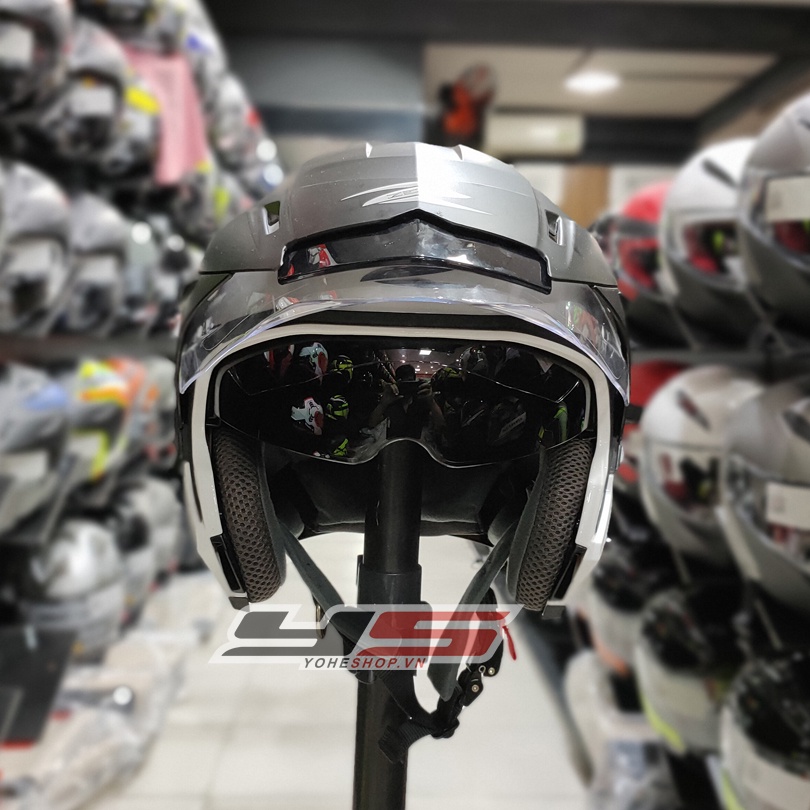 Nón Zeus 613B - Mũ Bảo Hiểm 3/4 Hai Kính Tặng Kèm Mái Che