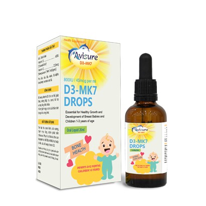 Avisure D3 - MK7 Drops - Bổ sung Vitamin D3 K2 , giúp tăng cường hấp thu Canxi (Lọ 20ml)