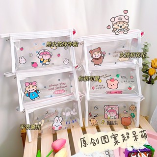 Túi đựng bút trong suốt hình dễ thương (đựng vừa máy tính c.asio)