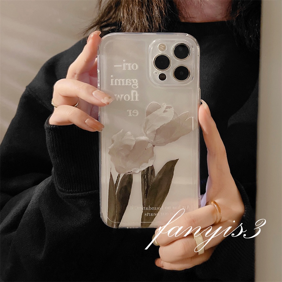 Ốp Điện Thoại Dẻo Trong Suốt Họa Tiết Hoa Trắng Đơn Giản Cho For iPhone 13 12 11 Pro Max X XR Xs Max 7 8 Plus SE 2020