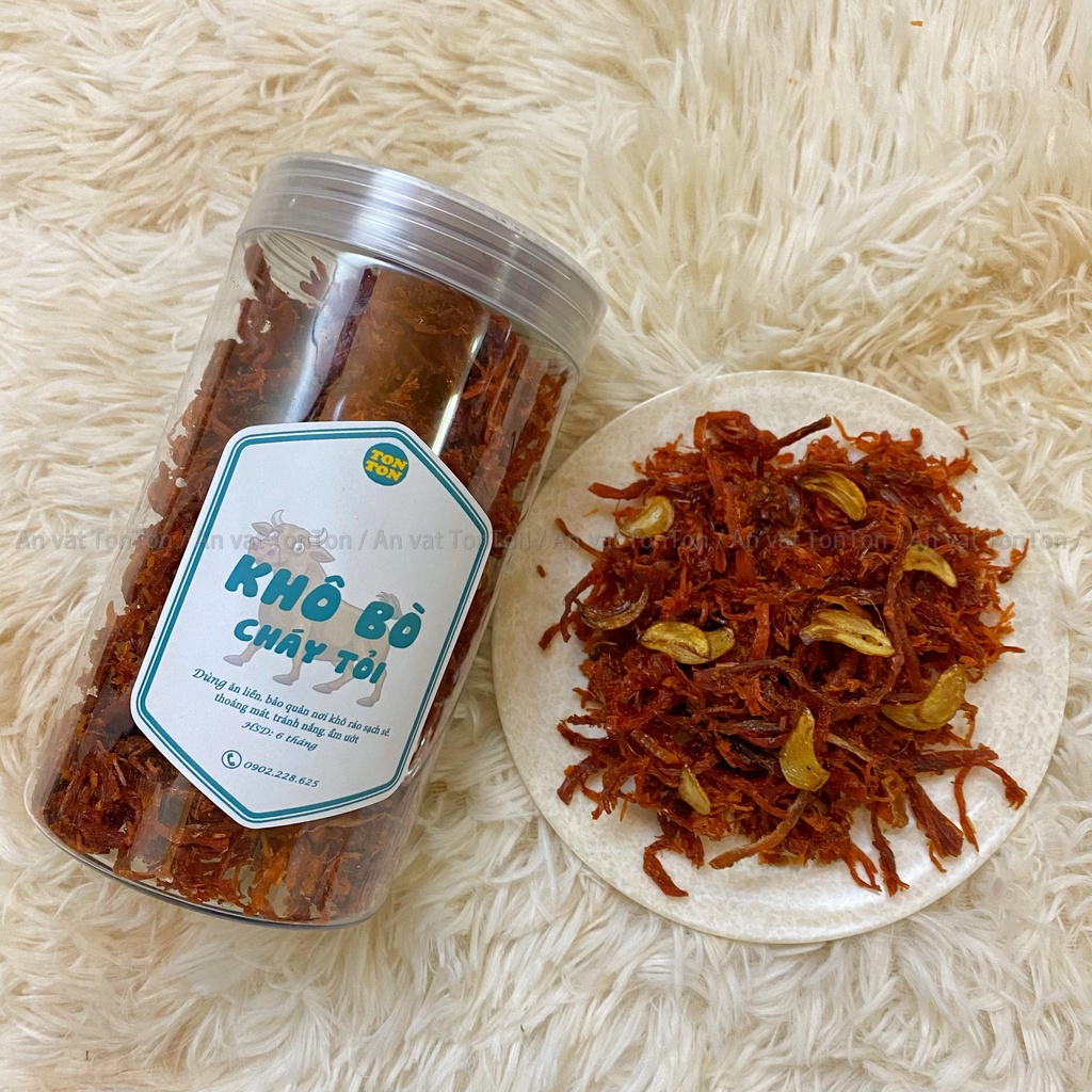 Khô bò cháy tỏi xé cay, bò khô sợi 200g | TonTon đồ ăn vặt Hà Nội | BigBuy360 - bigbuy360.vn