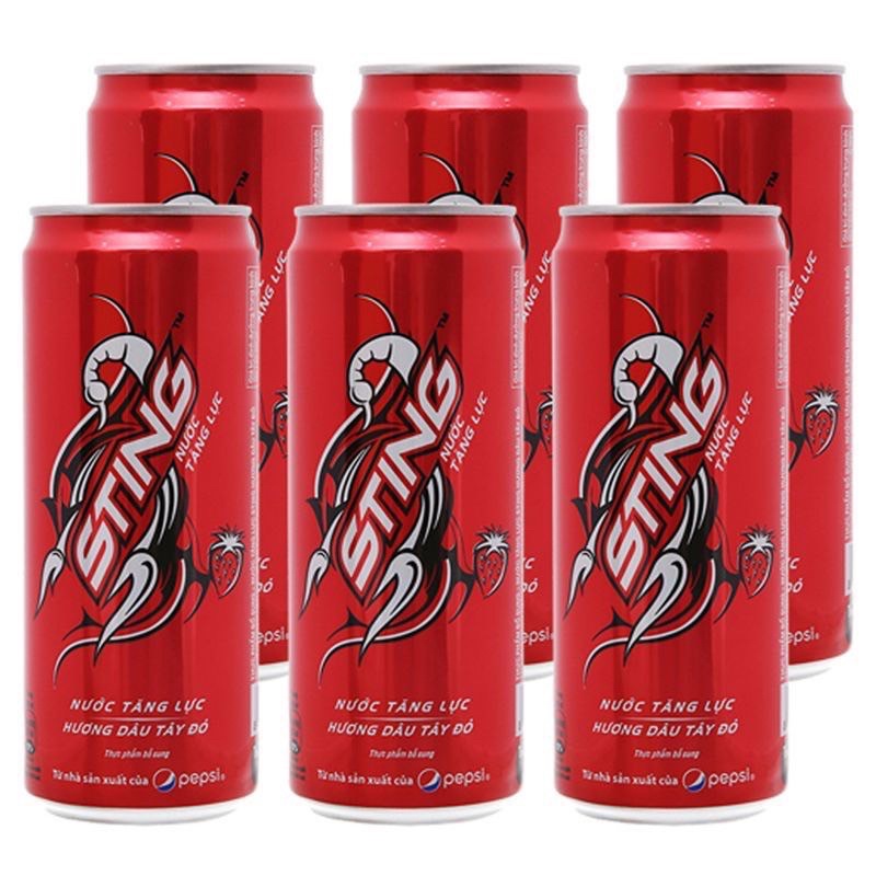 Lốc 6 Lon Nước Tăng Lực Sting Dâu 320ml/Lon