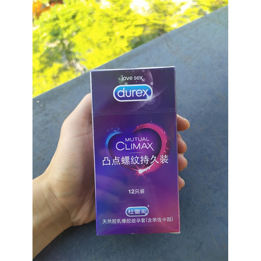 Bao cao su gai Durex Mutual Climax, Oleo Shock 12 bao. Bao cao su gân gai nhỏ kéo dài thời gian, bao nonlatex chính hãng