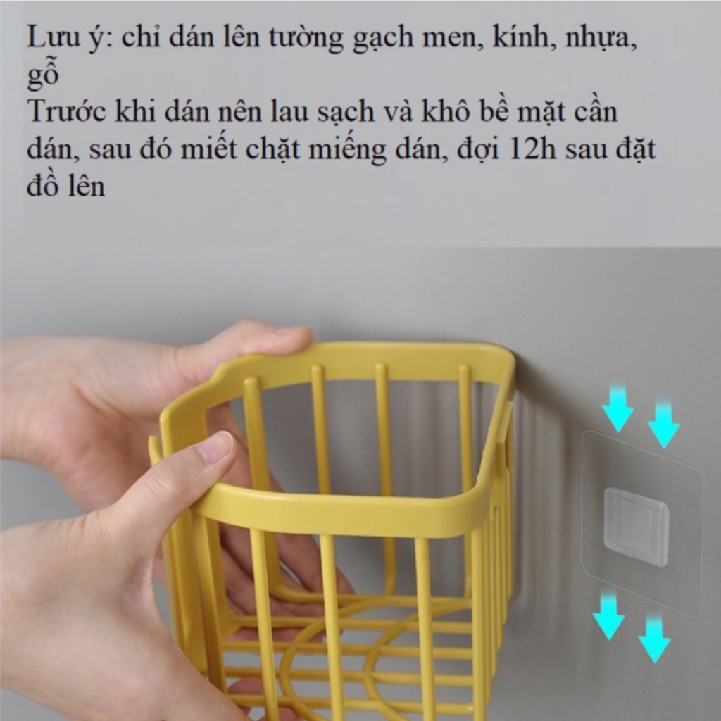 Giỏ Đựng Giấy Vệ Sinh Dán Tường Chịu Lực Việt Nhật Tiện Ích, Khay Đựng Giấy Dán Tường Màu Nâu, Xanh, Vàng