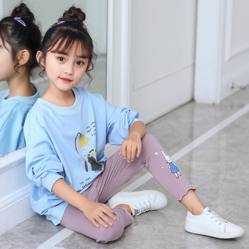 Quần Legging Dài In Hình Thỏ Dễ Thương Cho Bé Gái