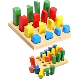 Đồ chơi gỗ Bảng khối trụ học đếm và so sánh