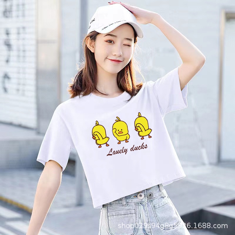 Áo Thun Crotop Form Rộng Tay Ngắn In Lauely Duck Ulzzang Style Hàn Quốc TTT0111