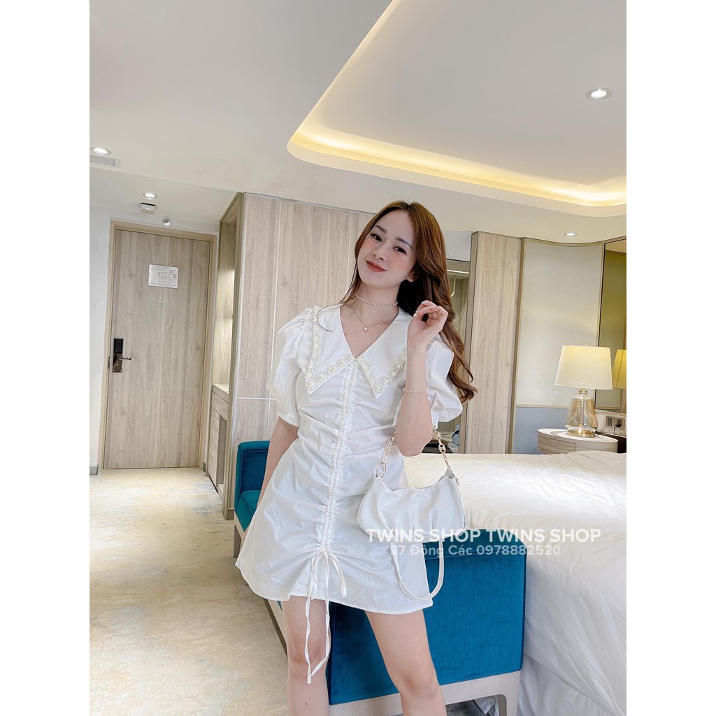 váy dây rút cổ đính trai 2803