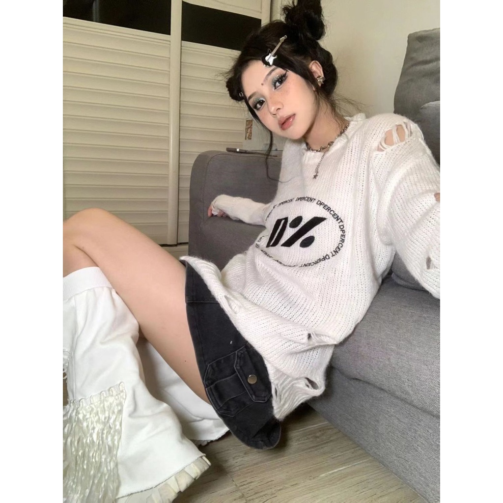 Áo Sweater Tay Dài Cổ Tròn Thêu Chữ Thời Trang Mùa Thu Cho Nữ