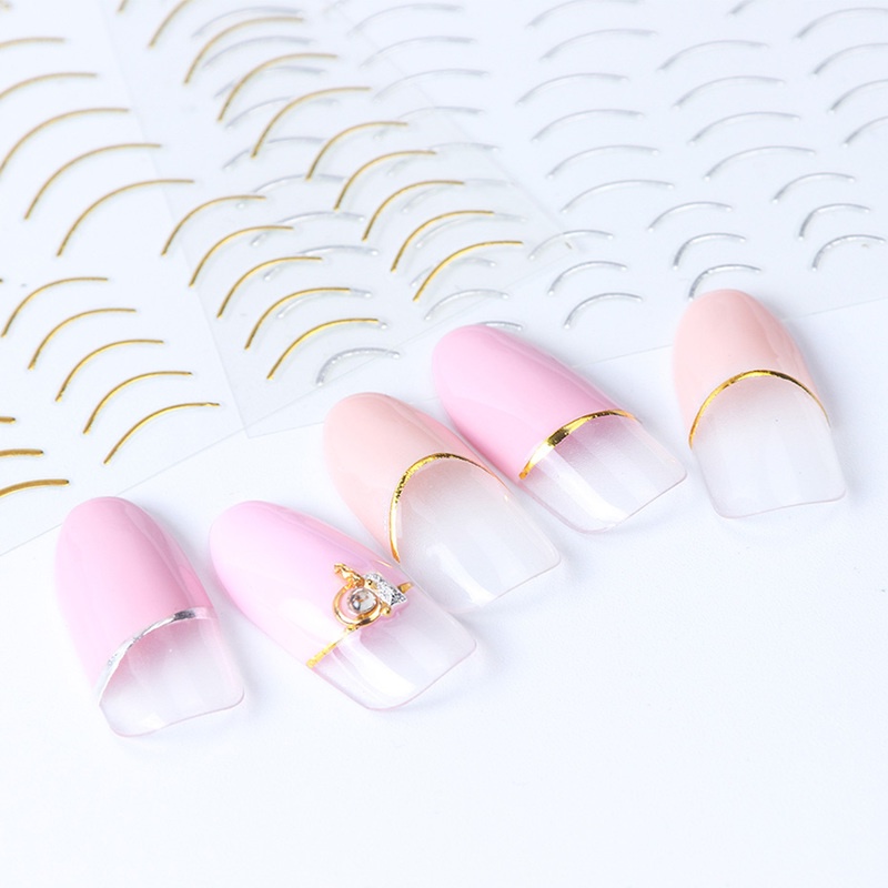 1 Tờ Nhãn Dán Trang Trí Móng Tay Họa Tiết Gợn Sóng Bằng Kim Loại Kiểu Pháp DIY