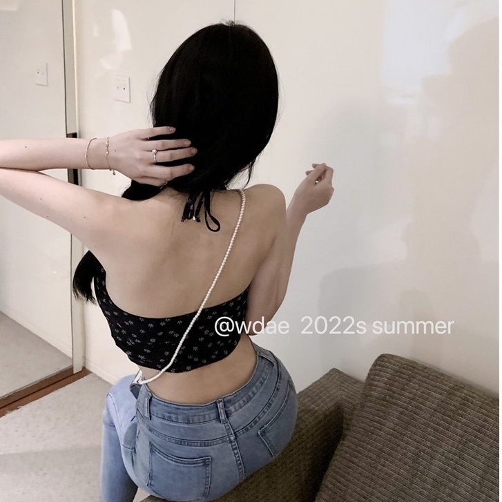 QKOOLE  Áo Tank top Hoạ Tiết Hoa Phong Cách Hàn Quốc