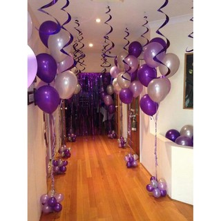 (SIÊU SALE ) Bộ 50 bóng màu tím đậm, tím nhũ nhạt, trắng nhũ