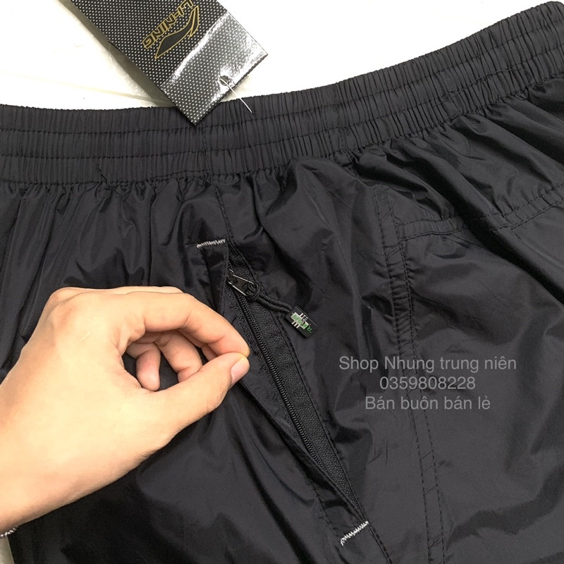 Quần gió thể thao nam trung niên đũng dài ống suông lót lưới