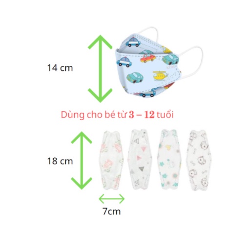 Set 10 khẩu trang y tế 4 lớp kháng khuẩn cho trẻ em từ 2-12 tuổi nhiều họa tiết và màu sắc đáng yêu