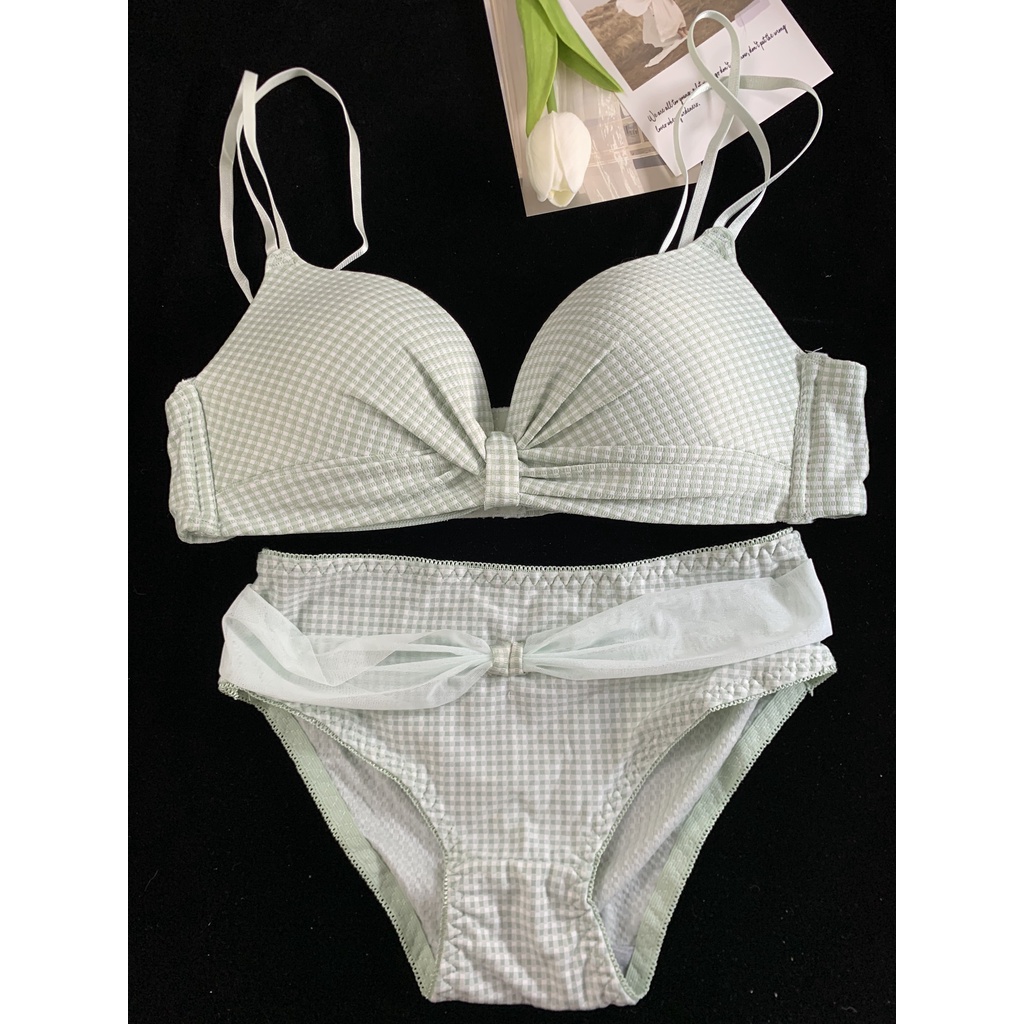 [HÀNG MỚI VỀ-CÓ ẢNH THẬT] BỘ LÓT KẺ CARO kHÔNG GỌNG CÓ ĐỆM NGỰC SIÊU ĐẨY- NỘI Y CHARMOSE | BigBuy360 - bigbuy360.vn