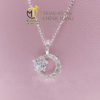 Dây chuyền nữ bạc đẹp, vòng cổ bạc mặt đá tròn nhỏ xinh trang sức bạc ta Minh Thoa JEWELRY