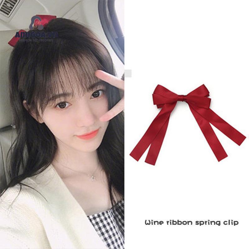 ✨✨Dây Cột Tóc Ruy Băng Màu Đỏ Thắt Nơ Xinh Xắn