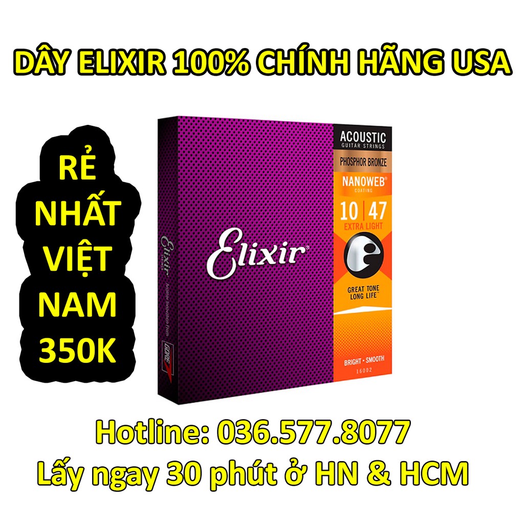 Dây Elixir Guitar Chính Hãng Nhập Khẩu USA – Chống Rỉ, Bấm Êm, Trơn, Âm Hay – 3 Size 10,11,12 đầy đủ