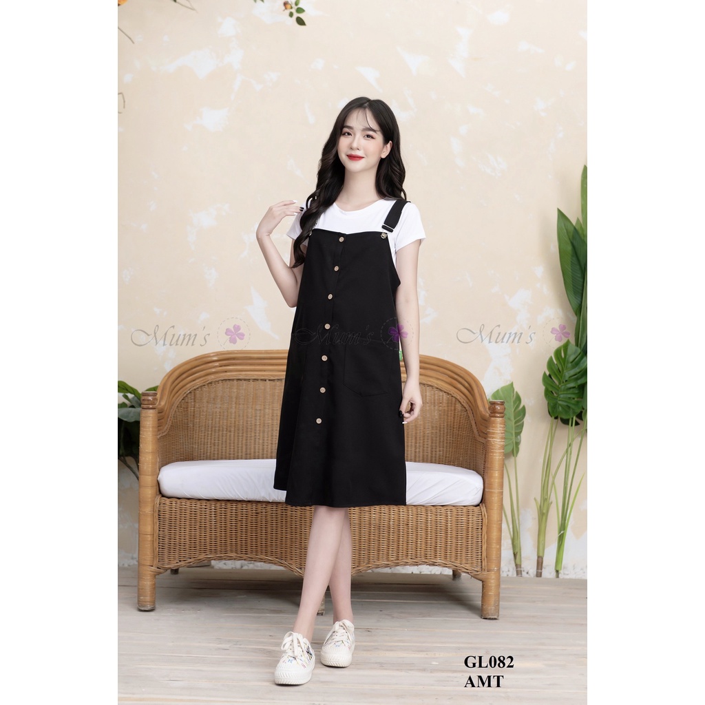 ĐẦM BẦU CÔNG SỞ MUM'S SHOP  FREESHIP  Váy bầu xinh mùa hè yếm đen khuy ngực (không kèm áo)